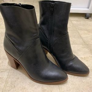 Black soft leather booties